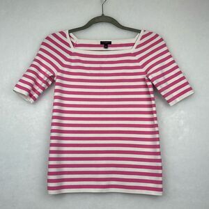 Talbots Petite Women's Square Neck Pink/White Striped Sz SP